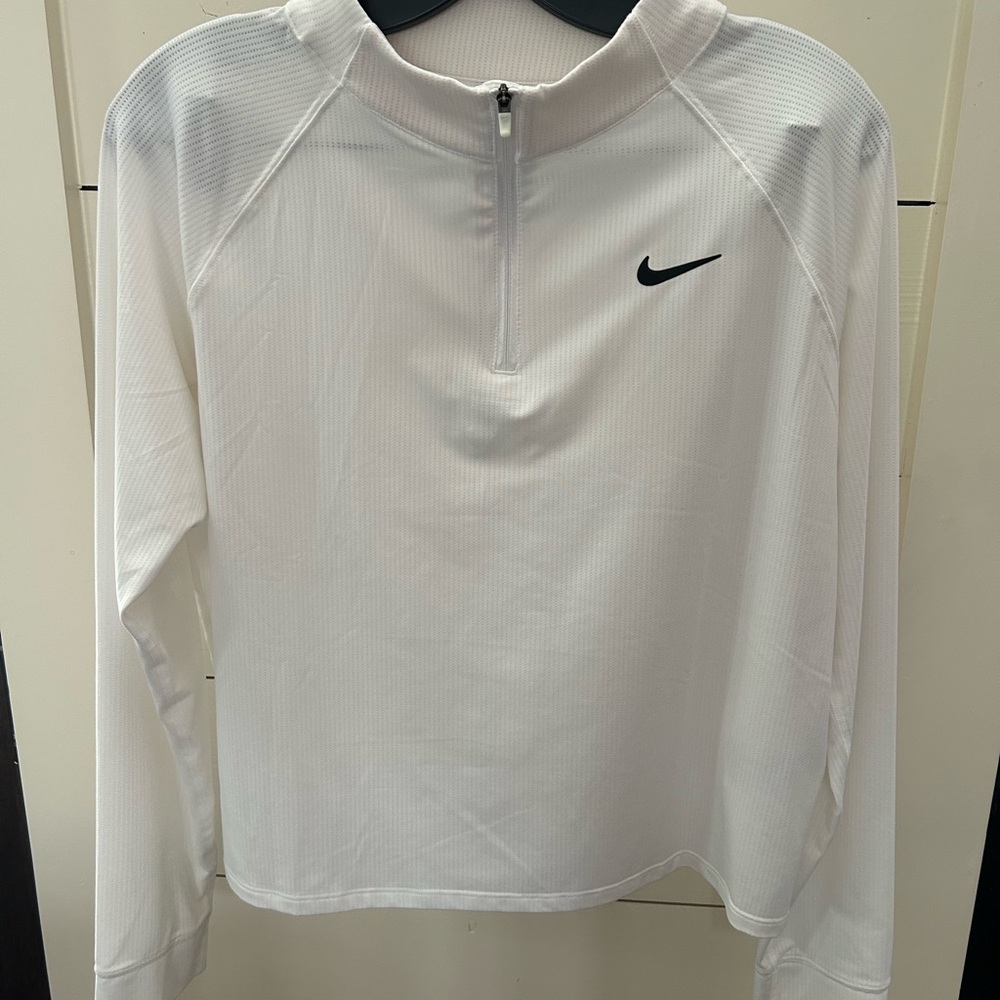 Nike Womens Victory Half Zip Tennis Top - White Sz Lg